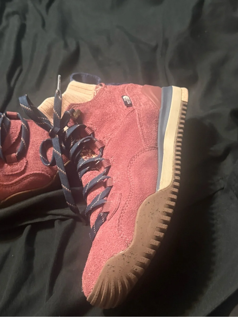 The North Face Rust Red and Navy Suede Winter Boots